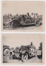 2 Photos 1952 Farm Scene Jalopy Car Converted to Flat Bed Truck, Pretty Girls picture