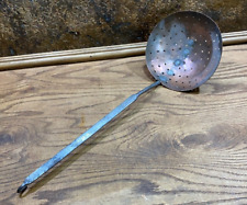 Antique French Colonial Copper Ladle / Skimmer ~ Blacksmith made kitchen Utensil picture