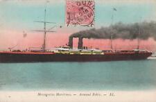 RARE 1901 VINTAGE Messageries Maritimes Steamship Armand Behic POSTCARD picture