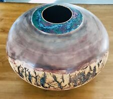 Marc Wroe Turned Burl Wood Vase Coral Turquoise Sugilite Lapis Sodalite Inlay picture
