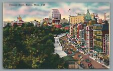 Tremont Street Boston Mass. MA Vintage Antique Linen Postcard Unposted picture
