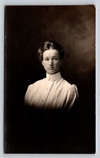 ANTIQUE RPPC Postcard Lady's Portrait, Dressed Up Nicely AZO 1904-1918 picture