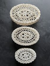 Oval Vintage Crochet Linen Mini Trinket starched Nesting Set picture