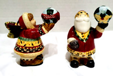Sakura Christmas Salt and Pepper Shakers Peace on Earth Santa Hand Painted picture