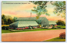 Cincinnati OH-Ohio, Conservatory In Eden Park, Vintage Linen Antique Postcard picture