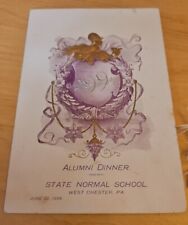 1899 State Normal School Alumni Dinner West Chester PA PENNSYLVANIA MENU  picture