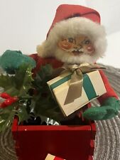 Vintage 1965 Annalee Doll Santa Claus in Wood Sled Sleigh Delivering Presents picture