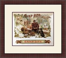 Camp Life - Outdoorsman Hunting, Cigar Box Label Art Repro 1800's Custom Framed picture
