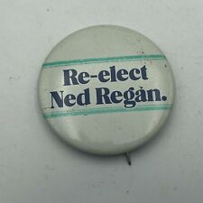 Vintage Re-Elect Ned Regan Campaign Button Buffalo NY 1-1/2