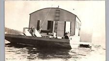STEAMBOAT & WINCH c1910 real photo postcard rppc antique sidewheeler barge picture