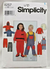 1998 Simplicity Sewing Pattern 8257 Toddler Overalls Jacket Pants Top 1/2-2 6217 picture