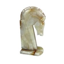 Vintage Marble Trojan Horse Bookend Paperweight Heavy Stone Repaired 2-Tone picture