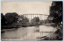 Middleburg New York NY Postcard RPPC Photo Scho River & Bridge Boat Scene 1913 picture
