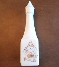Liquors Bottle Swiss Alps White Milk Glass 10x 3 EMPTY Switzerland Vintage 1980s picture