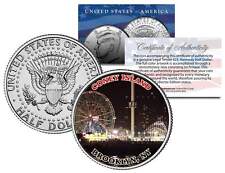 CONEY ISLAND * NIGHTTIME * Colorized JFK Kennedy Half Dollar US Coin BROOKLYN NY picture