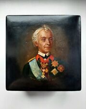 Fedoskino 1940's Russian Lacquer Box Portrait Vintage Handmade Miniature Palekh picture