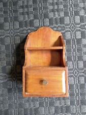Vintage Wood Wall Mounted Spice Box Standing Shelf Primitive Colonial Pine picture