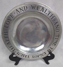 Vintage Wilton Armetale Pewter Plate Health Love And Wealth And Time To Enjoy picture