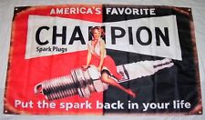 CHAMPION SPARK PLUGS FLAG BANNER 3'X5' SIGN MAN CAVE GARAGE SHOP WALL AUTO PARTS picture