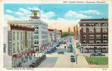 CHEYENNE WY WYOMING VINTAGE POSTCARD CAPITOL AVENUE 1940 102522 R picture