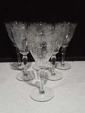 SET OF 6- OLD ELEGANT GLASS ETCHED APHRODITE AND CUPID 6.5