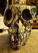 Handcarved Golden Pyrite Druzy Apelike Skull With Lots Of Exposed Crystals 3x3x3 picture