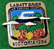 1984 LABATT Brier VICTORIA Large Lapel Pin Manitoba over Ontario Curling picture