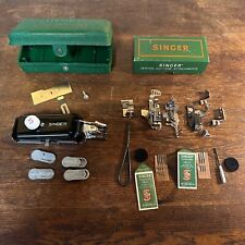 Vintage Singer 221 Sewing Machine Attachments & Buttonholer  w/ Boxes 160809 VGC picture