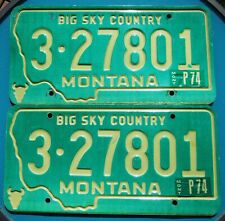 MONTANA License Plate PAIR 1973 1974 - Yellowstone County (3 - Billings) #27801 picture