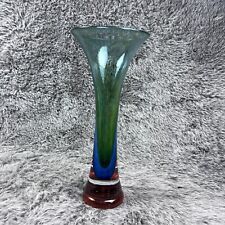 Vintage PAIRPOINT Tulip Vase Paperweight Base Tri Color Green Blue Orange 13