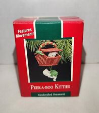 Hallmark Christmas Ornament Peek a Boo Kitties Cats Play in Basket 1988 In Box picture