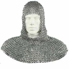 Medieval Chainmail Coif Flat Riveted & Flat Washer Mild Steel Chainmail Armour picture