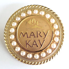 Vintage Mary Kay Faux Pearl 2 Piece Convertible Gold Tone Pin 1.5