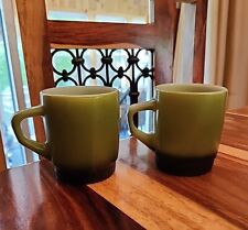 Fire King, Anchor Hocking, Green & Black Ribbed Milk Glass Coffee Mug (Pair) picture