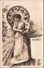 Young Woman Octobre October Real Photo Postcard rppc - udb - 1903 picture