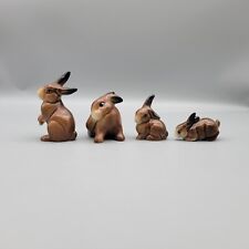 Vintage Beswick England Rabbit Figurines Brown Ceramic Bunnies Lot Of 4 RARE 50s picture