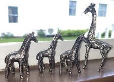 4 Vintage Pewter Giraffe Figurines Miniatures picture
