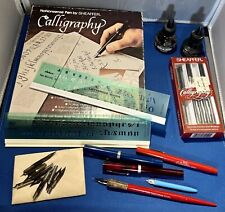 Vintage Lot 👀Of Shaffer Calligraphy Set, Fountain Pens, VTG Varied Nibs And Ink picture