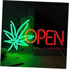 Open Neon Sign, Neon Signs for Wall Decor, Dimmable Neon Green Leaf green leaf picture