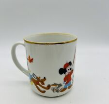 Vintage Walt Disney Productions Gold Rim Coffee Mug Japan Mickey Goofy Dumbo  picture