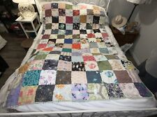 Vintage Quilt~Square~Crazy~Patch~Handmade~Blanket~Approx. 78” X 52” picture