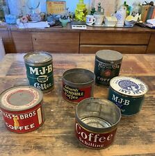 6 Vintage Antique Metal Coffee Cans Advertising picture