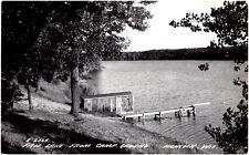 Fish Lake from Camp Ground Hancock Wisconsin WI 1940s RPPC Postcard Photo picture