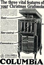 c. 1917 Original Columbia Grafonola Phonograph Ad. 3 Vital Features picture