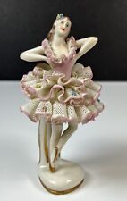 Dresden Germany Porcelain Lace Lady Ballerina Standing CROWN N Antique 5 1/2