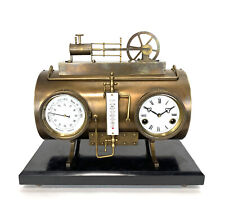 Massive French Style 8 Day Brass Automaton Steam Engine Industrial Mantle Clock picture
