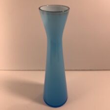 Mid Century Modern Encased Marine Blue Glass Vase 8”~Outstanding~Coastal~Gift picture
