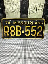1978 Missouri License Plate R8B552 Gold On Black picture