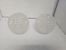 Mid Century Hanging Lamp Glass Globes Textured Cut Clear Pendant set of 2 picture