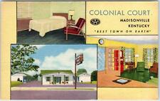 MADISONVILLE, KY  COLONIAL  COURT   c1940s   Roadside Multiview  Linen  Postcard picture
